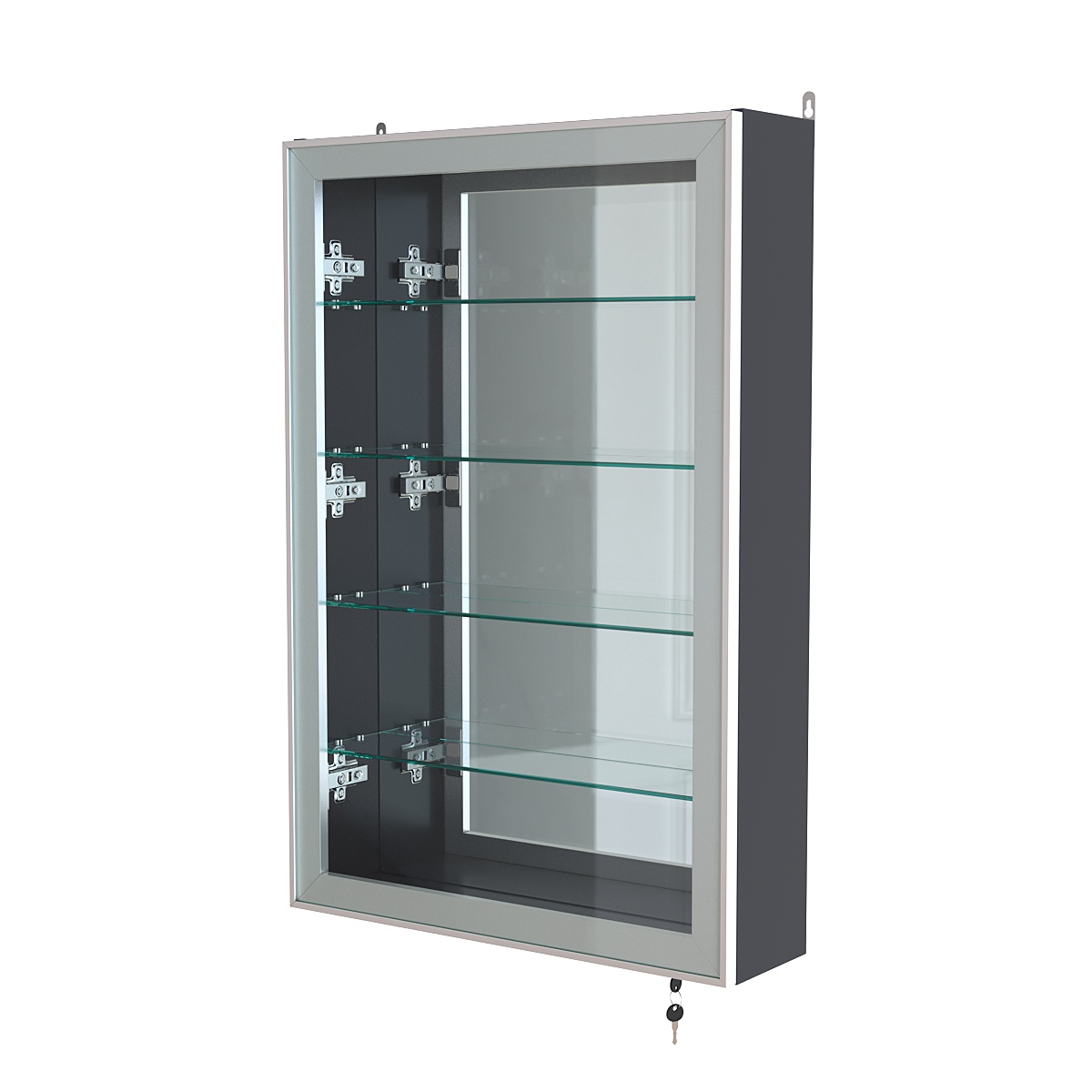 Витрина настенная №2-2А высокая с зеркалом серии Collecto Антрацит