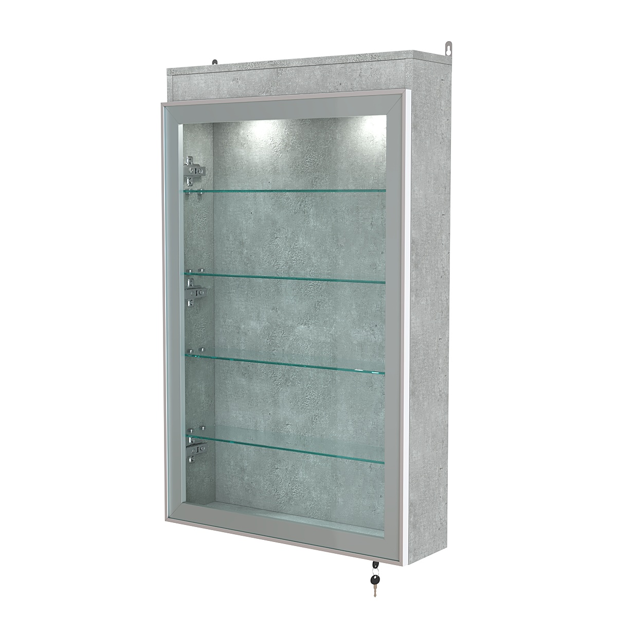 Витрина настенная №2-3А с четырьмя полками и подсветкой серии Collecto Метрополитан Грей