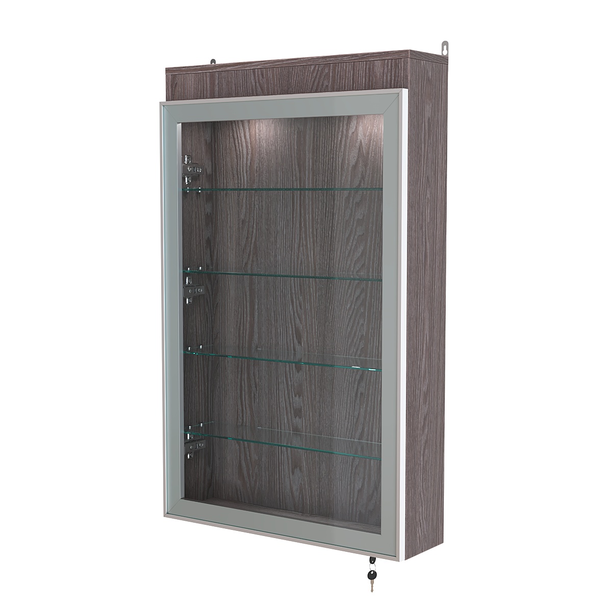 Витрина настенная №2-3А с четырьмя полками и подсветкой серии Collecto Ясень Анкор темный