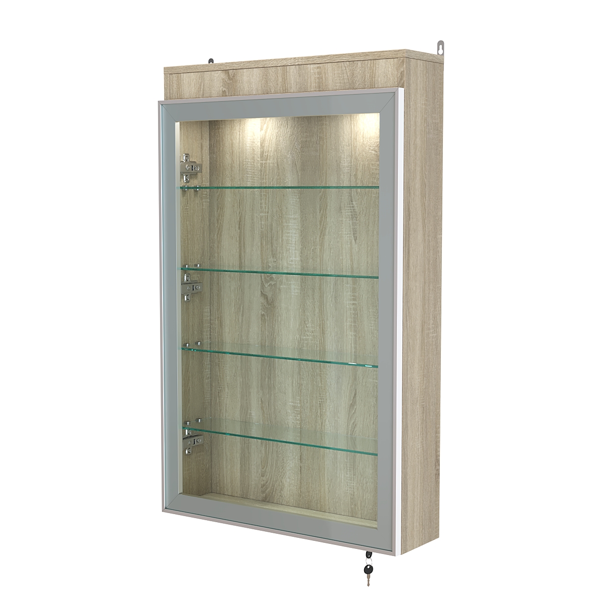 Витрина настенная №2-3А с четырьмя полками и подсветкой серии Collecto Дуб Сонома