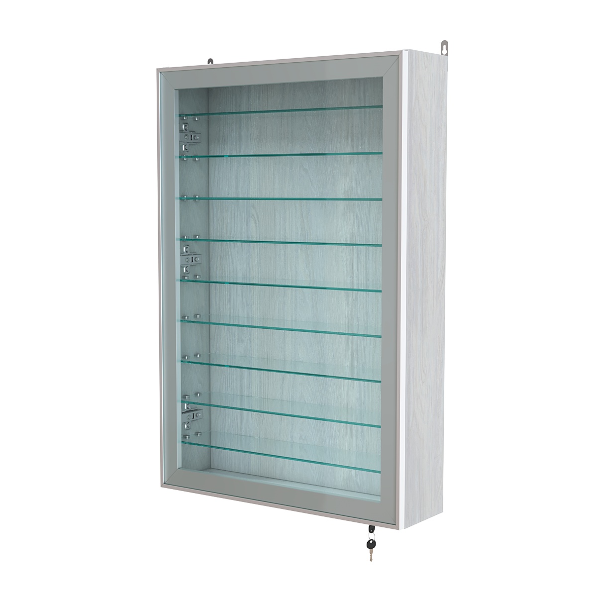 Витрина настенная №2-5А высокая с девятью полками серии Collecto Ясень Анкор светлый