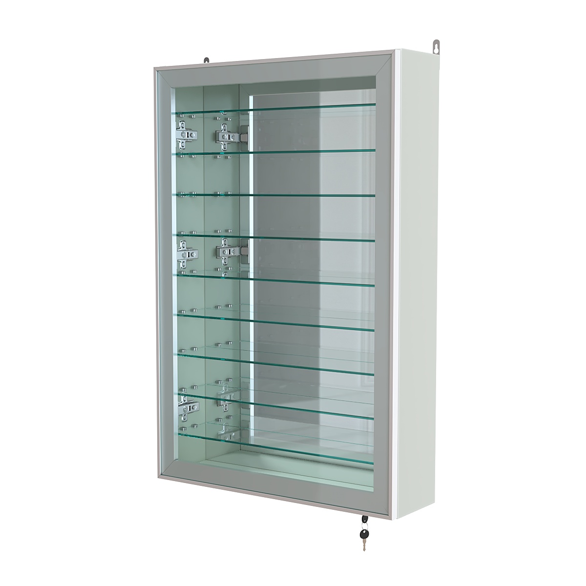 Витрина настенная №2-6А высокая зеркальная с узкими полками серии Collecto Белый