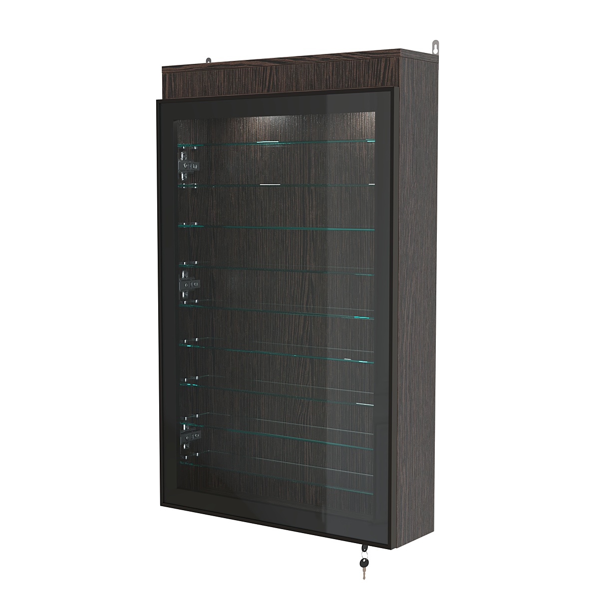 Витрина настенная №2-7А высокая с девятью полками и подсветкой серии Collecto Дуб Венге