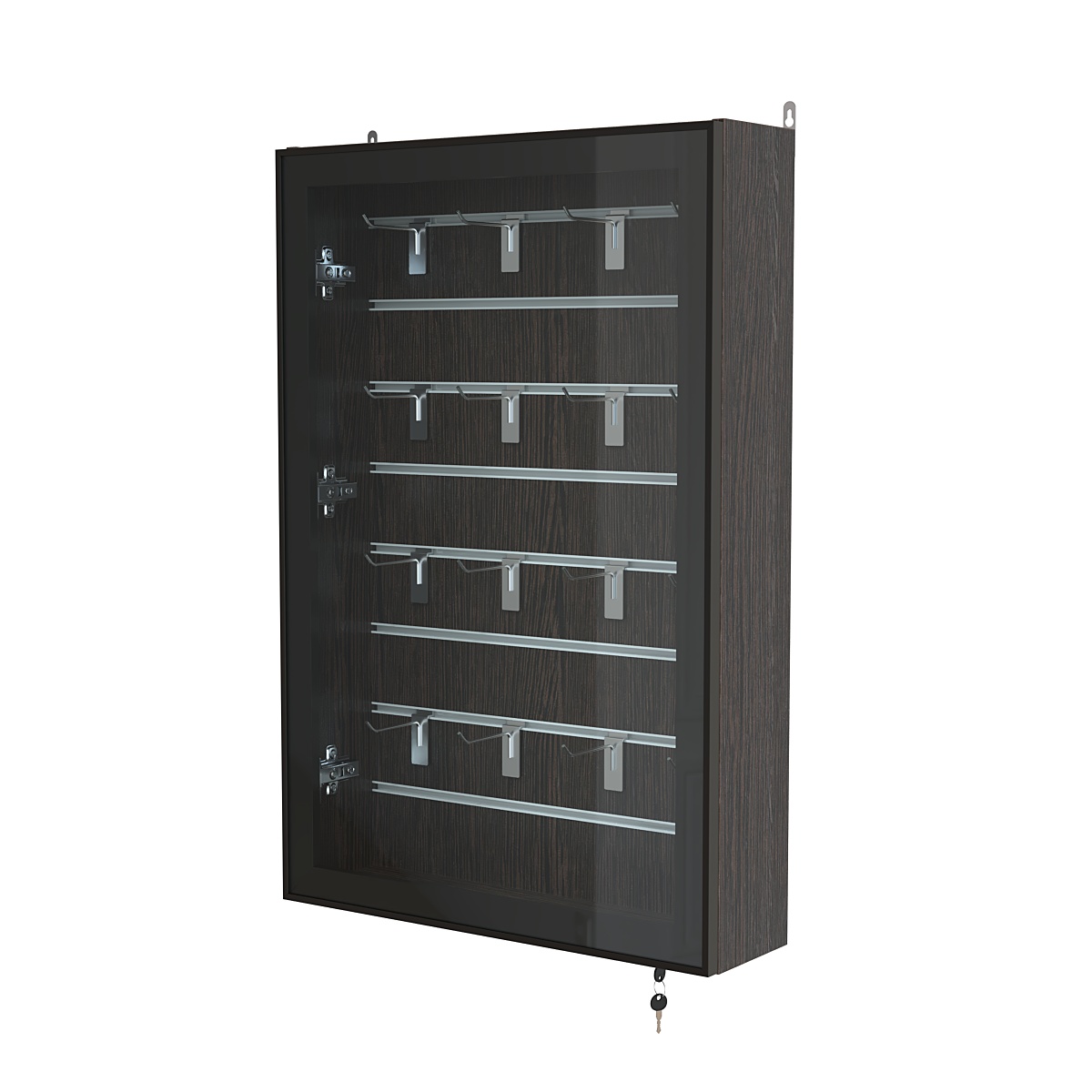 Витрина настенная №2-1Б с эконом панелью и стеклянными дверками серии Collecto Дуб Венге