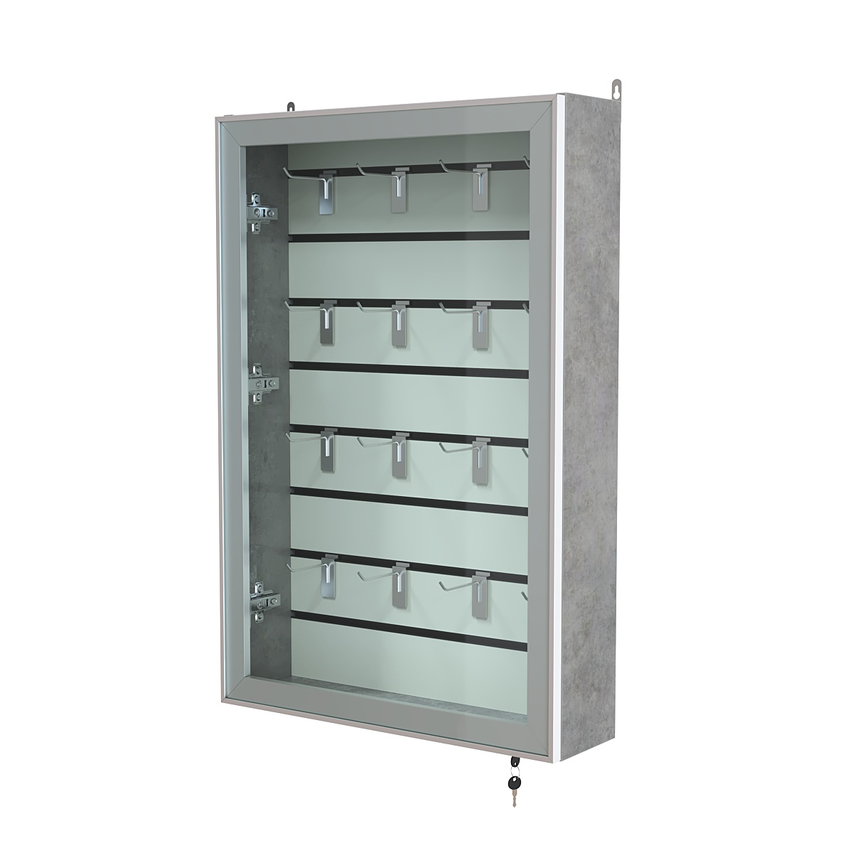 Витрина настенная №2-1Б с эконом панелью и стеклянными дверками серии Collecto Бетон Чикаго светло-серый F186 ST9