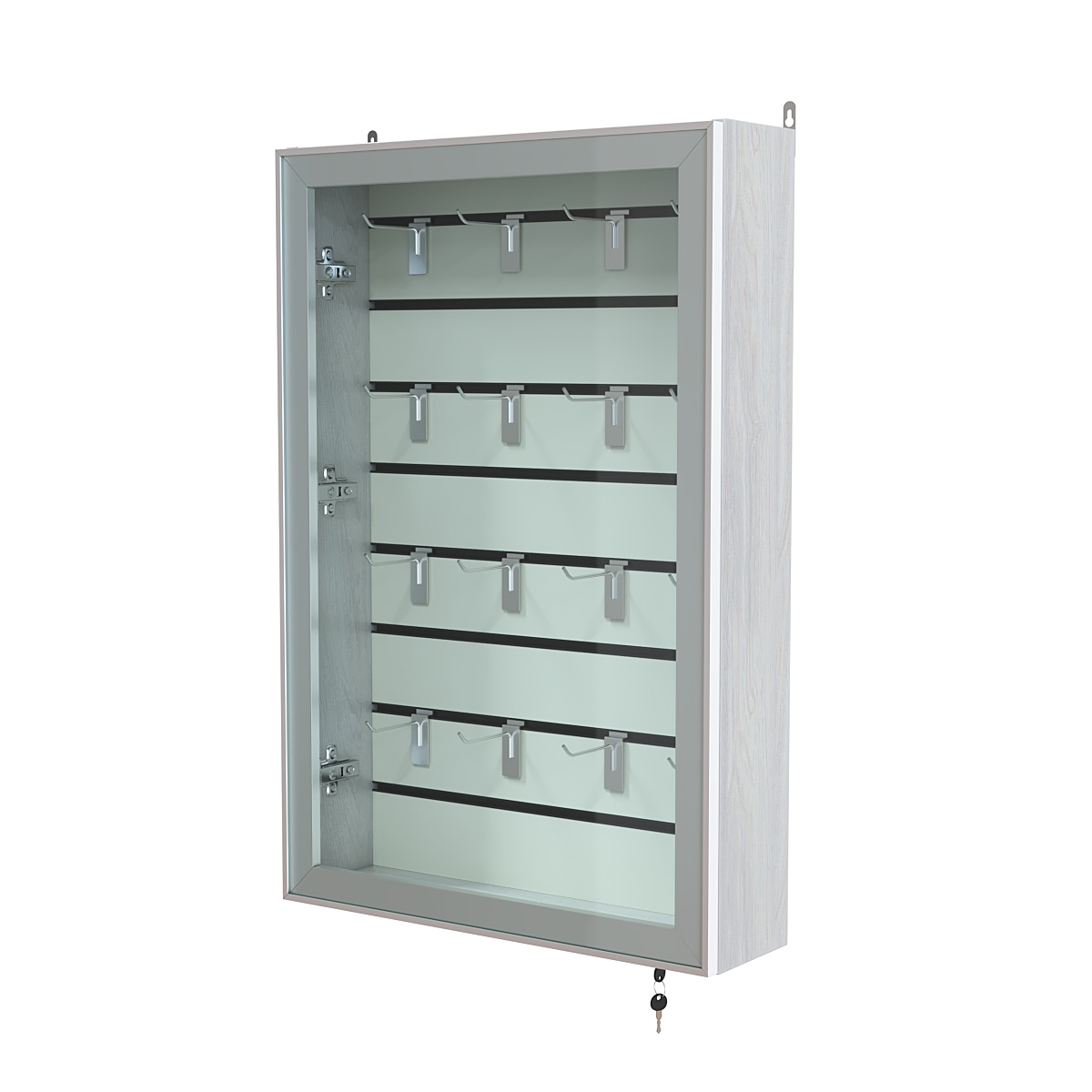 Витрина настенная №2-1Б с эконом панелью и стеклянными дверками серии Collecto Ясень Анкор светлый