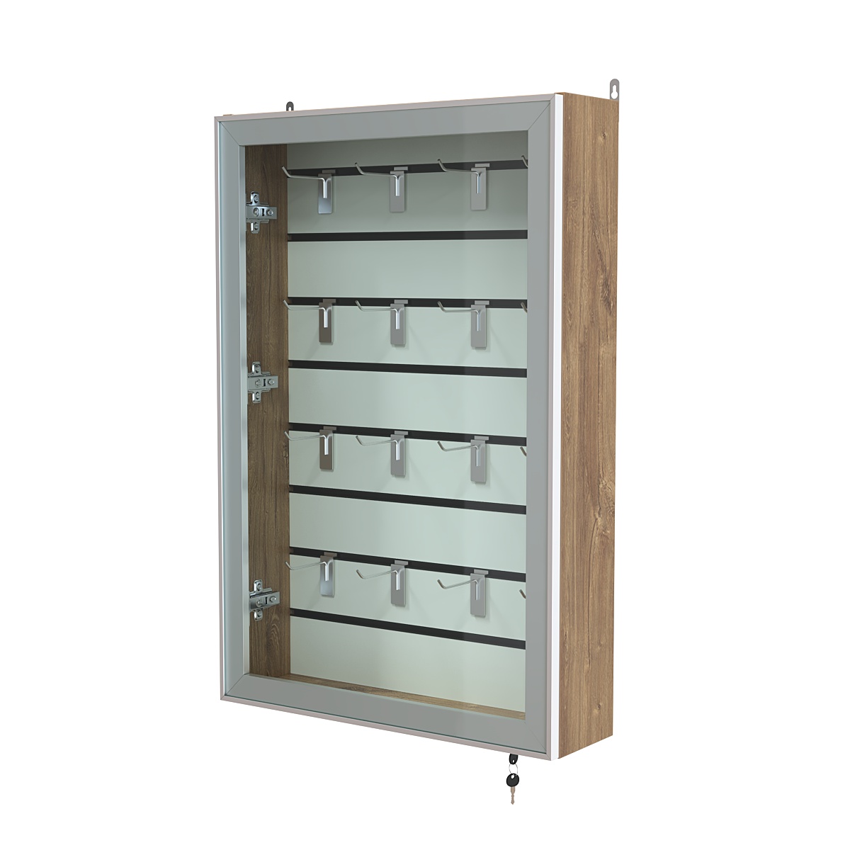 Витрина настенная №2-1Б с эконом панелью и стеклянными дверками серии Collecto Дуб Канзас коричневый