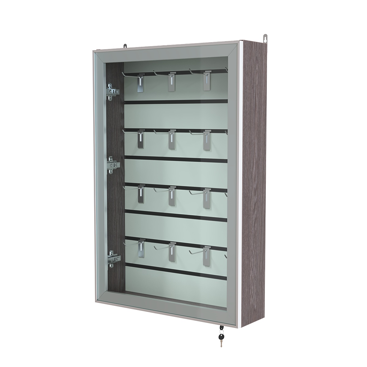 Витрина настенная №2-1Б с эконом панелью и стеклянными дверками серии Collecto Ясень Анкор темный