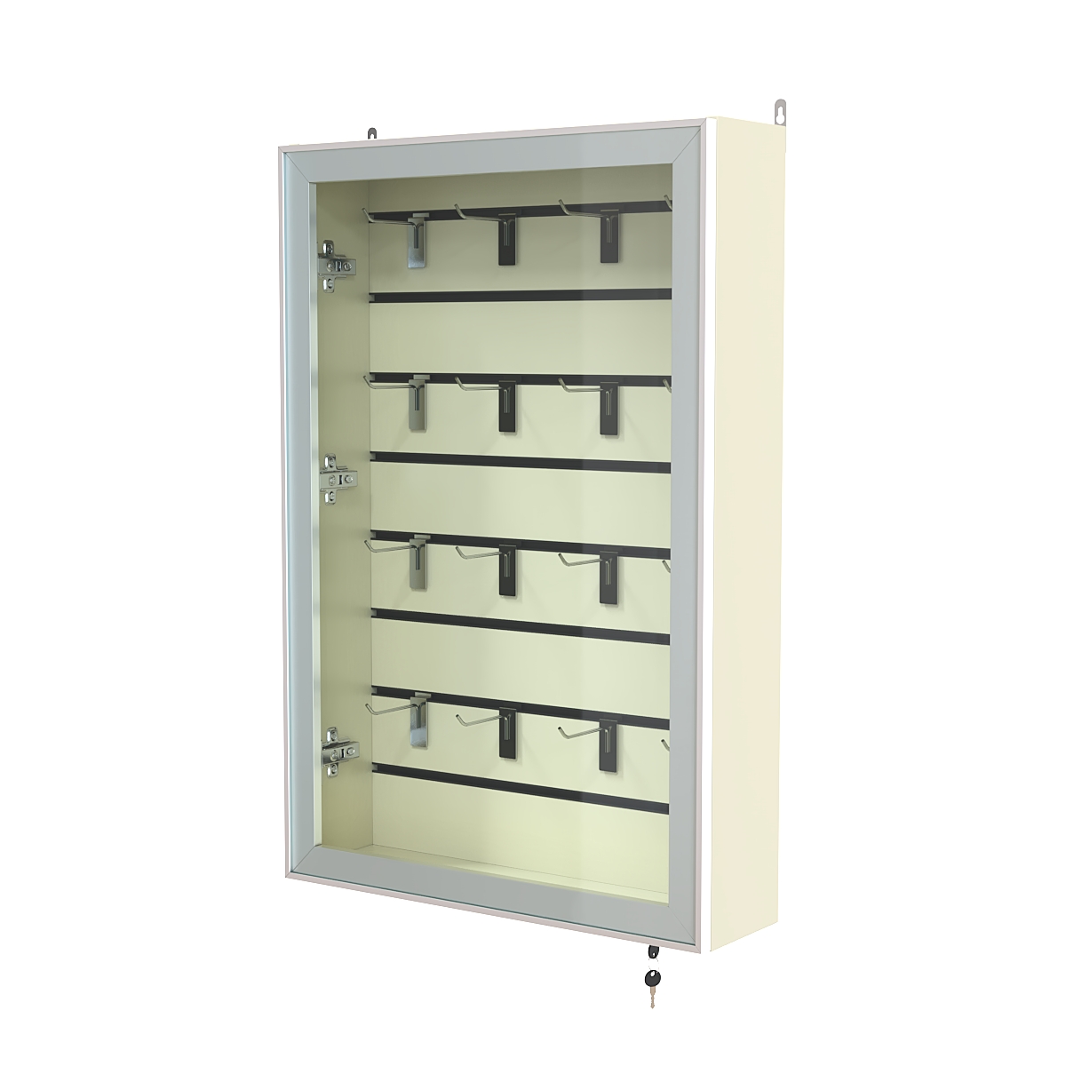 Витрина настенная №2-1Б с эконом панелью и стеклянными дверками серии Collecto Крем Вайс