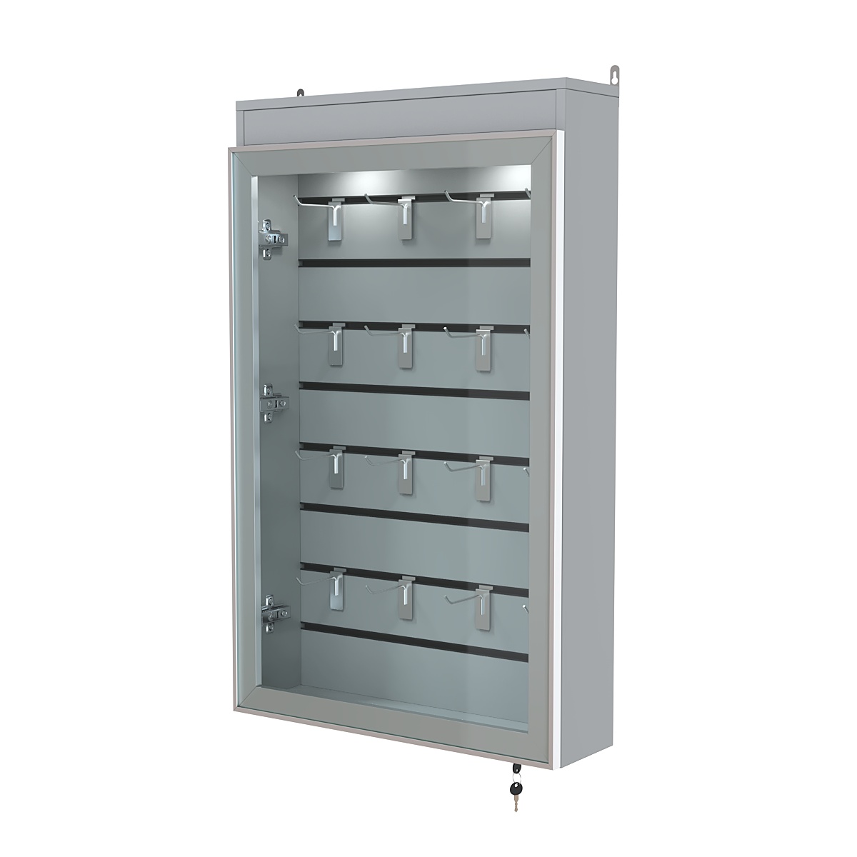 Витрина настенная №2-2Б с эконом панелью и верхней подсветкой серии Collecto Серый