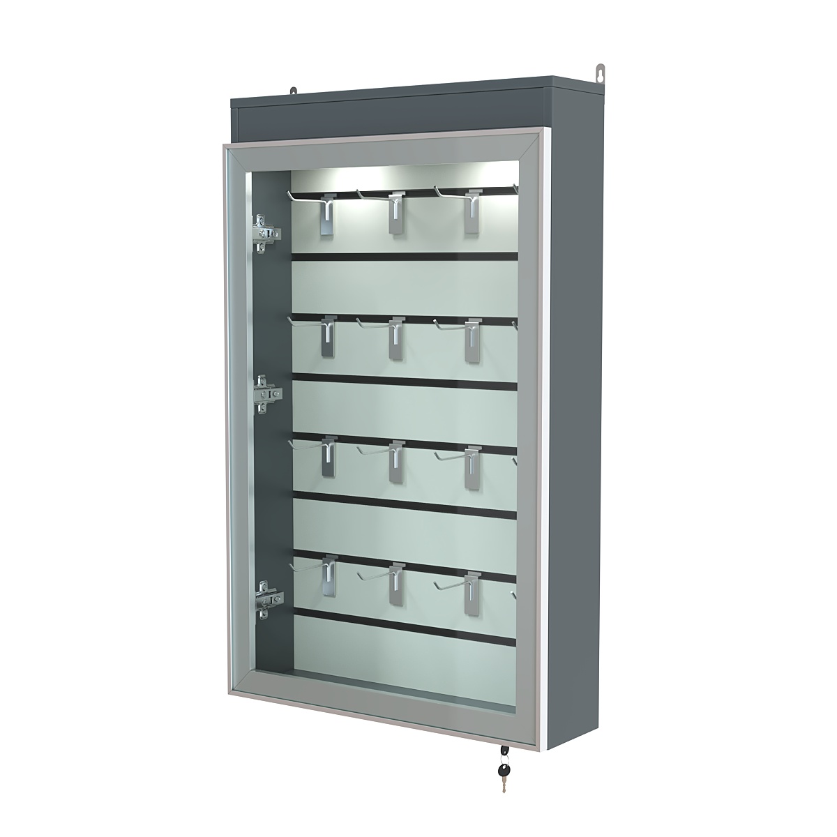 Витрина настенная №2-2Б с эконом панелью и верхней подсветкой серии Collecto Темно-Серый