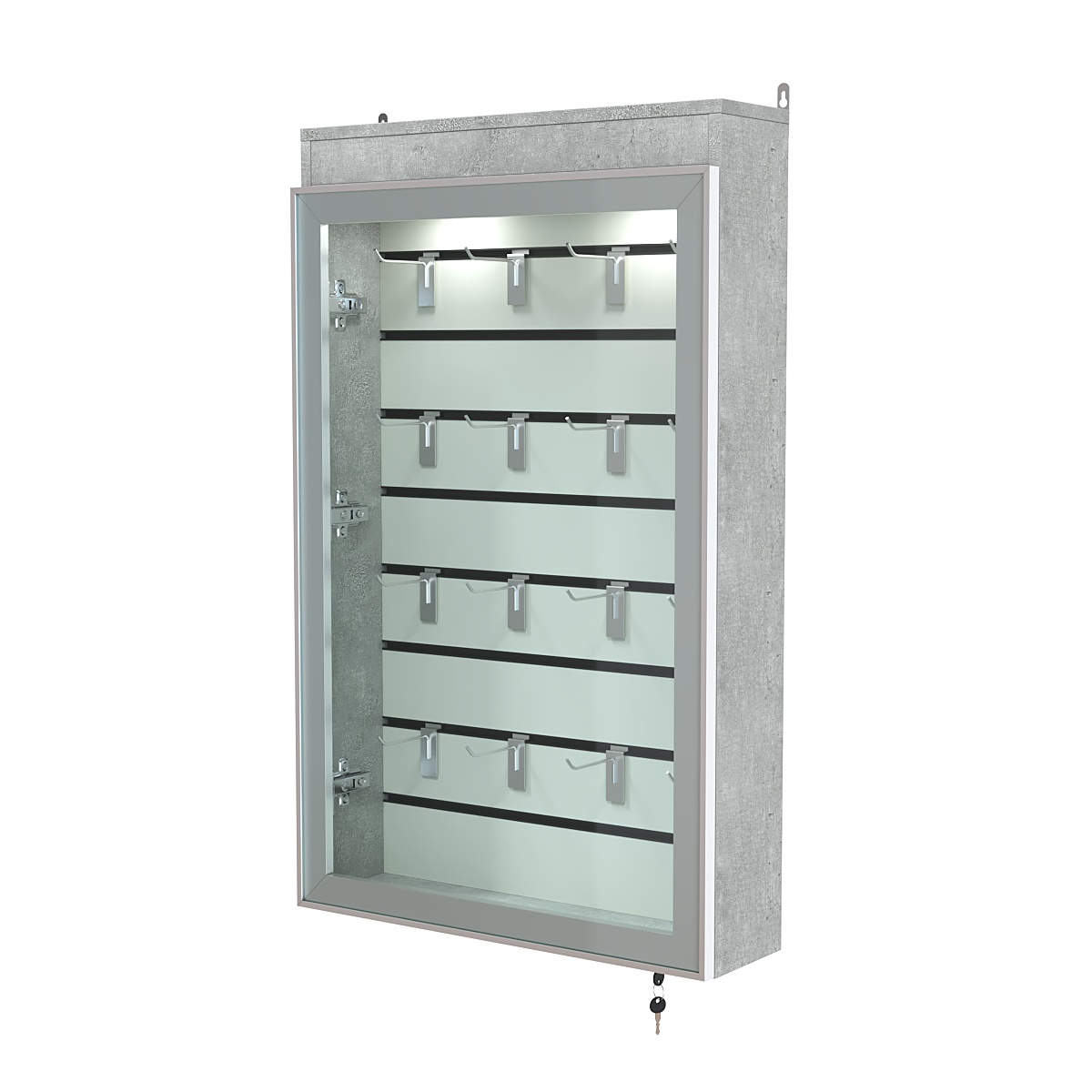 Витрина настенная №2-2Б с эконом панелью и верхней подсветкой серии Collecto Метрополитан Грей