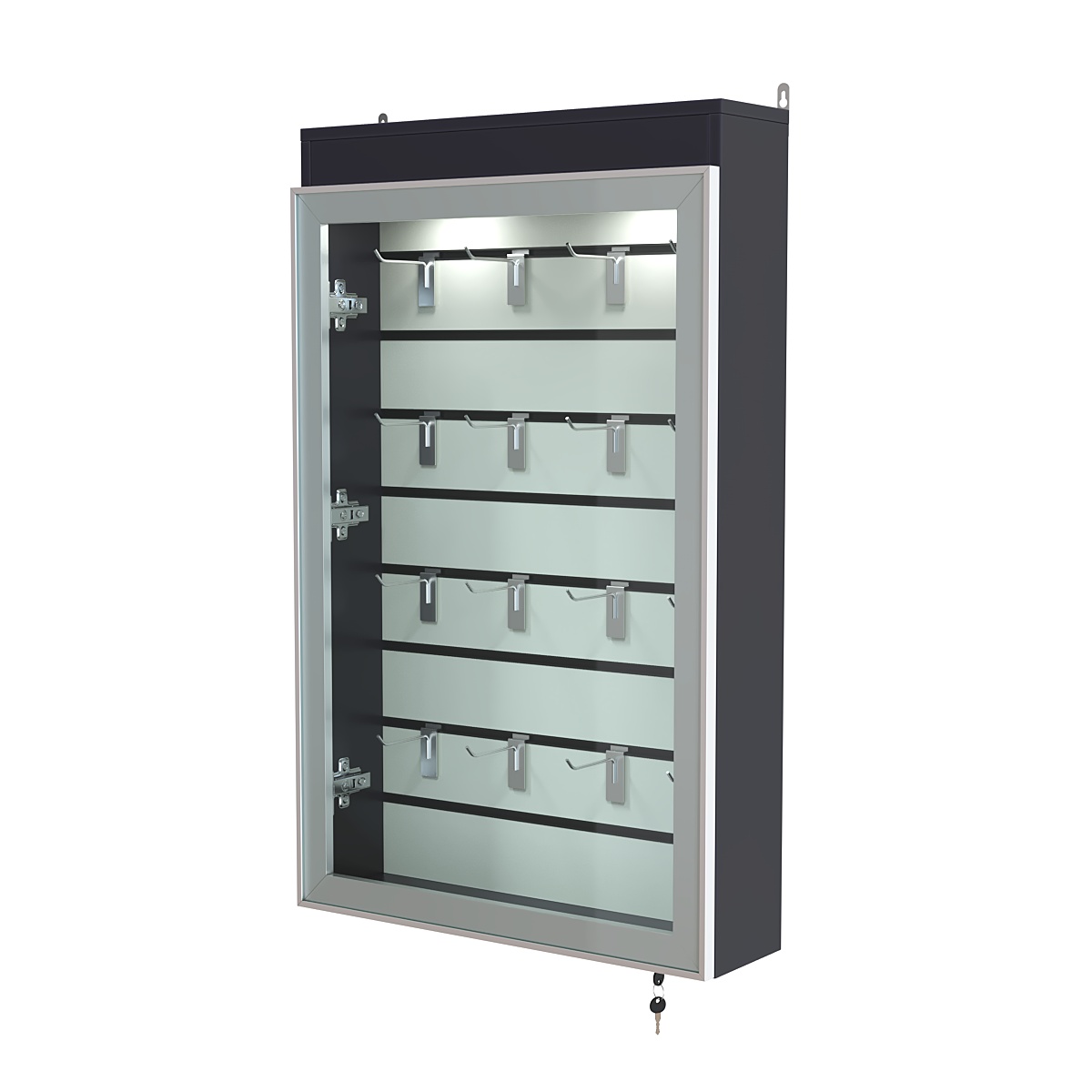 Витрина настенная №2-2Б с эконом панелью и верхней подсветкой серии Collecto Антрацит