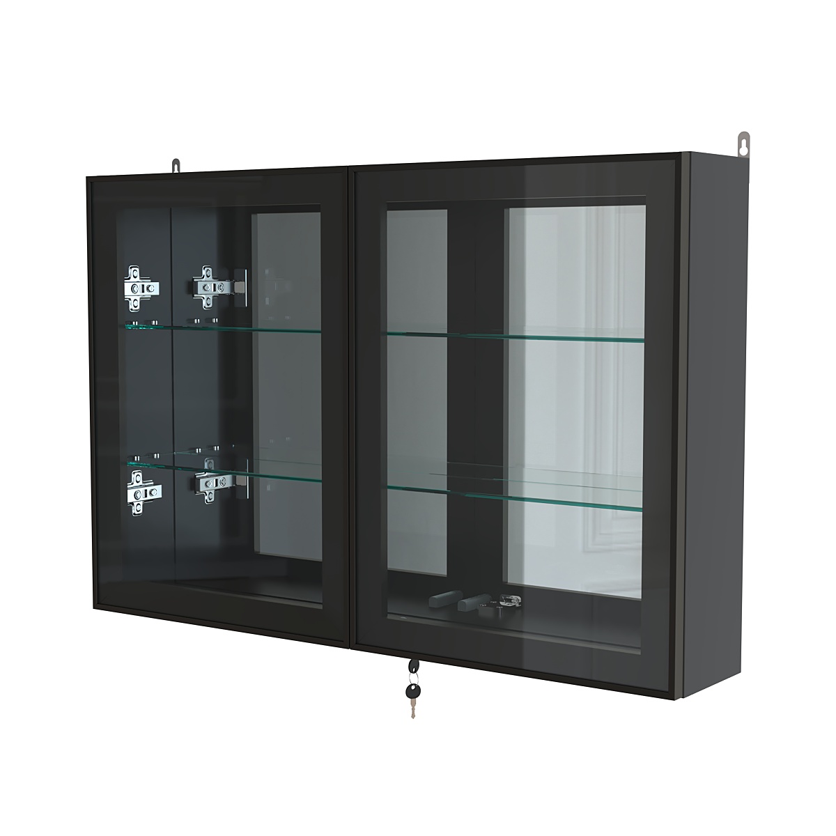 Витрина настенная №3-2А широкая с зеркалом серии Collecto Черный