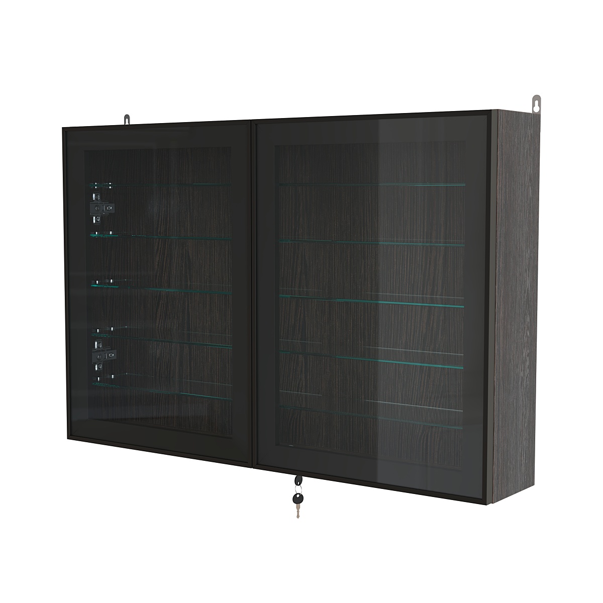 Витрина настенная №3-5А широкая с пятью стеклянными полками серии Collecto Дуб Венге