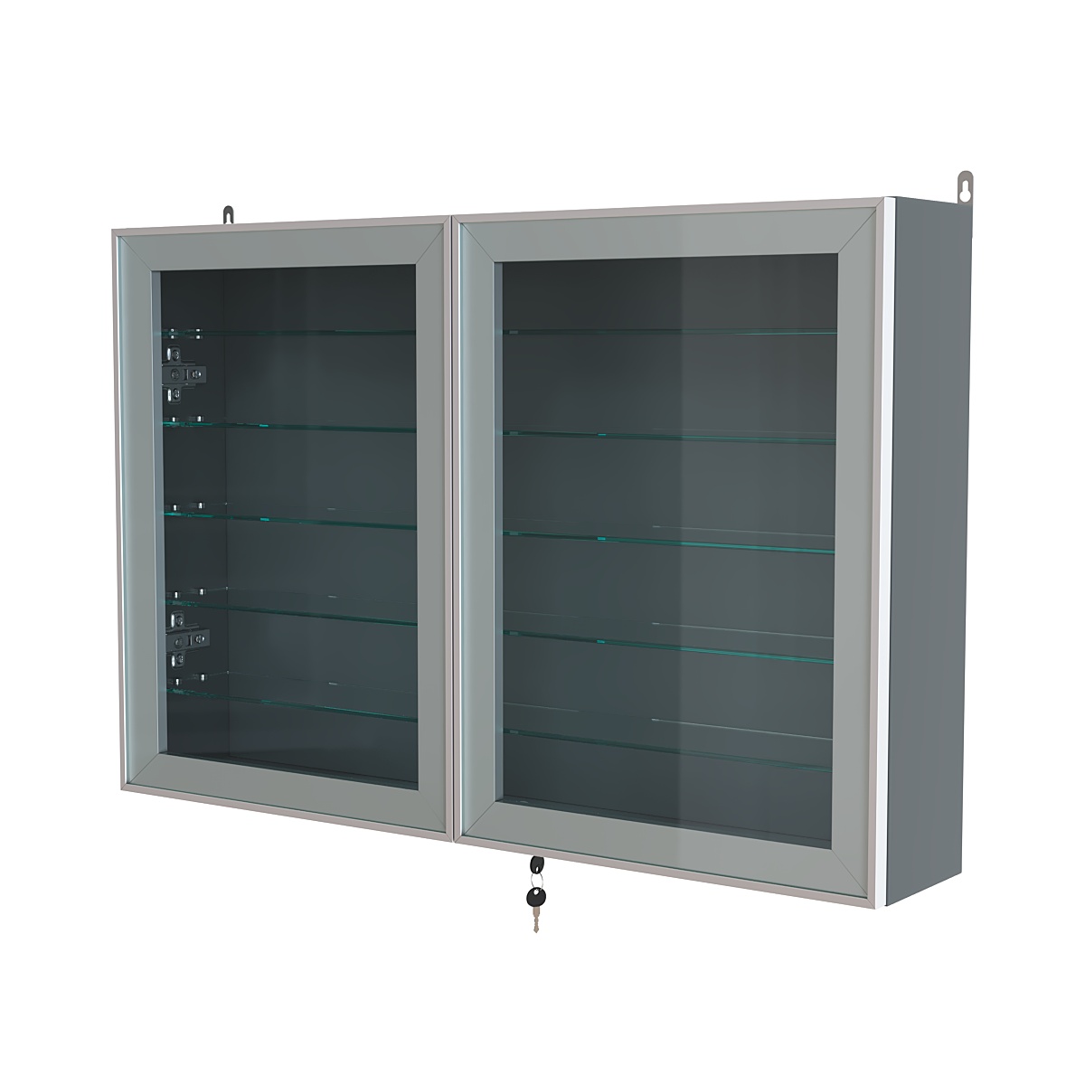 Витрина настенная №3-5А широкая с пятью стеклянными полками серии Collecto Темно-Серый