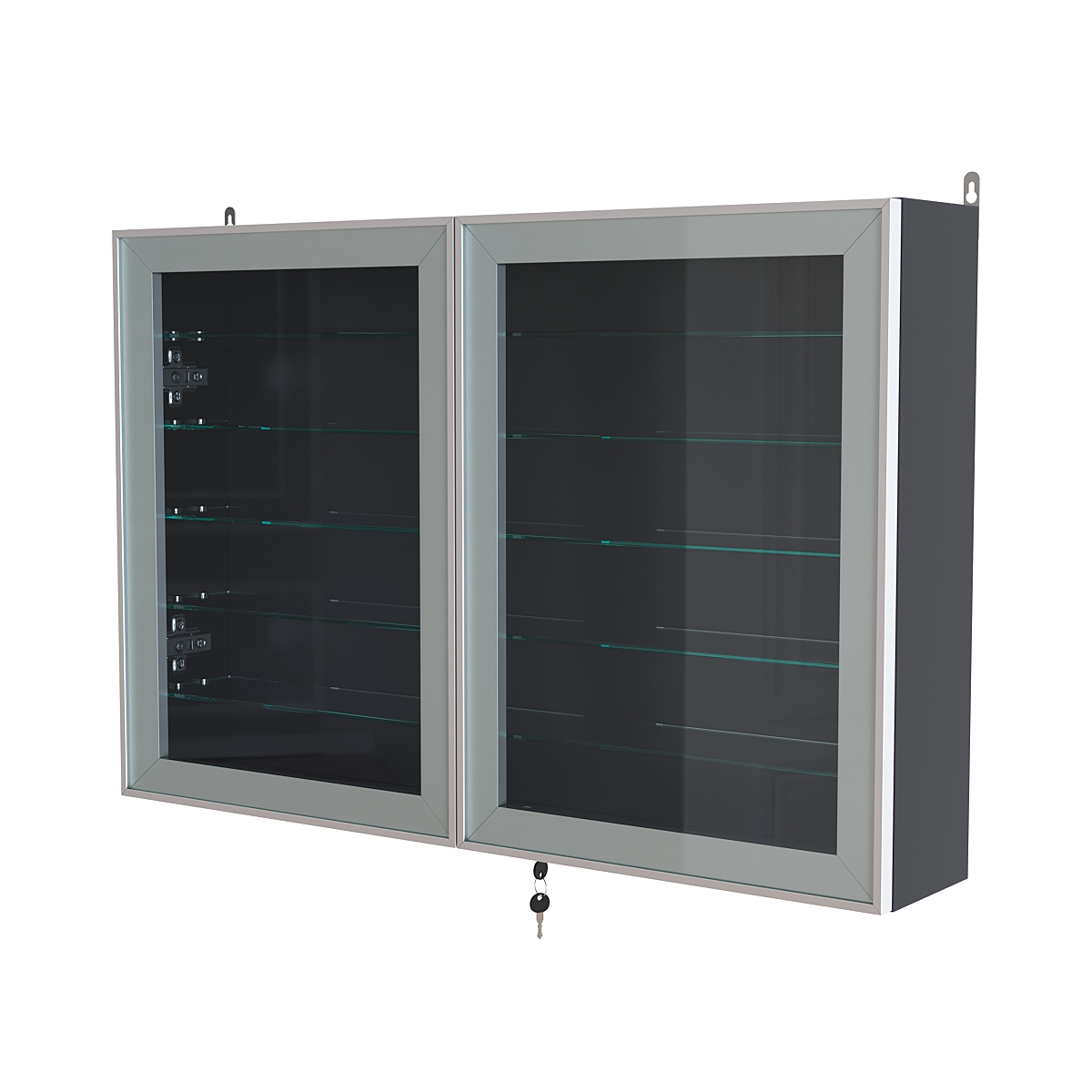 Витрина настенная №3-5А широкая с пятью стеклянными полками серии Collecto Антрацит