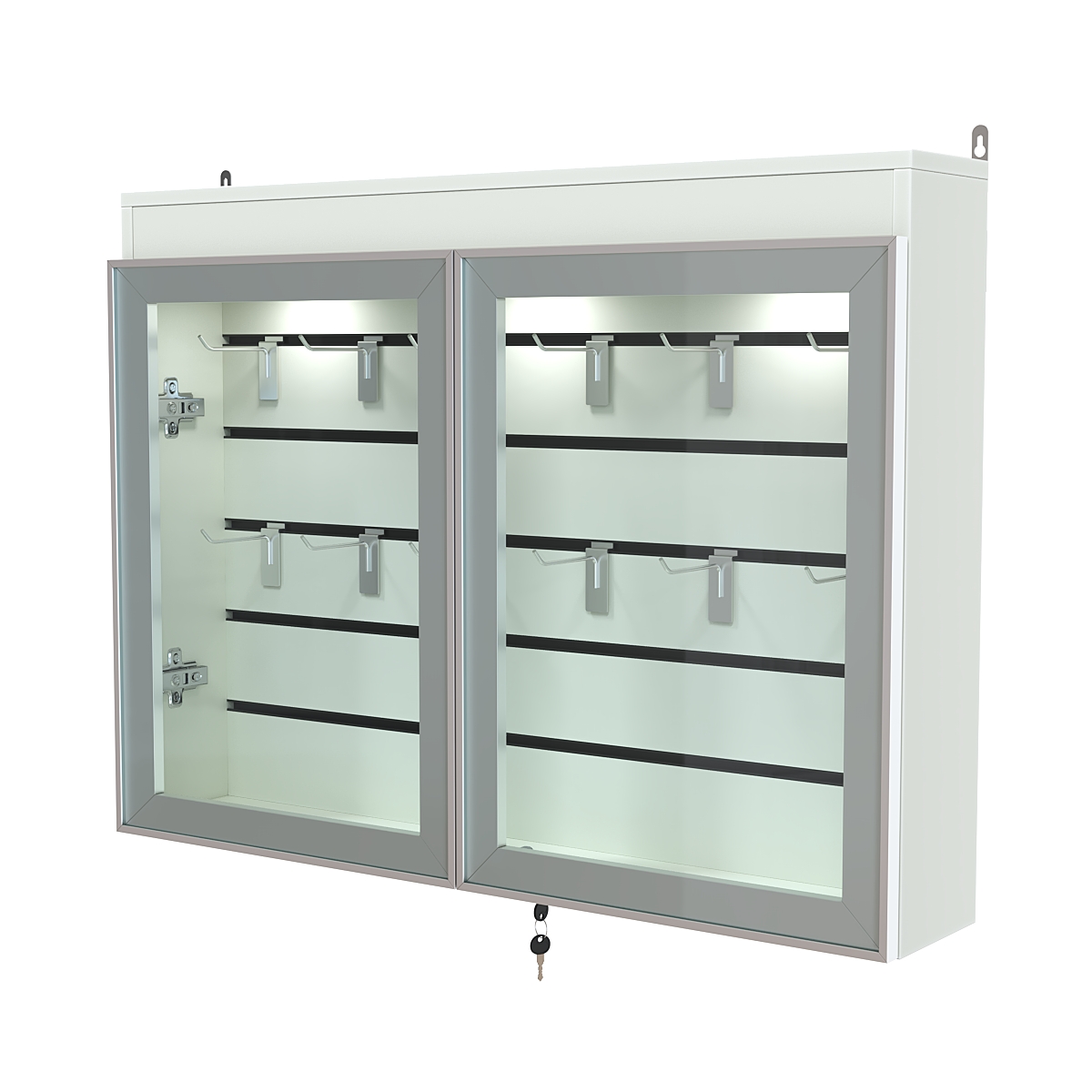 Витрина настенная №3-2Б широкая со встроенной подсветкой  серии Collecto Белый