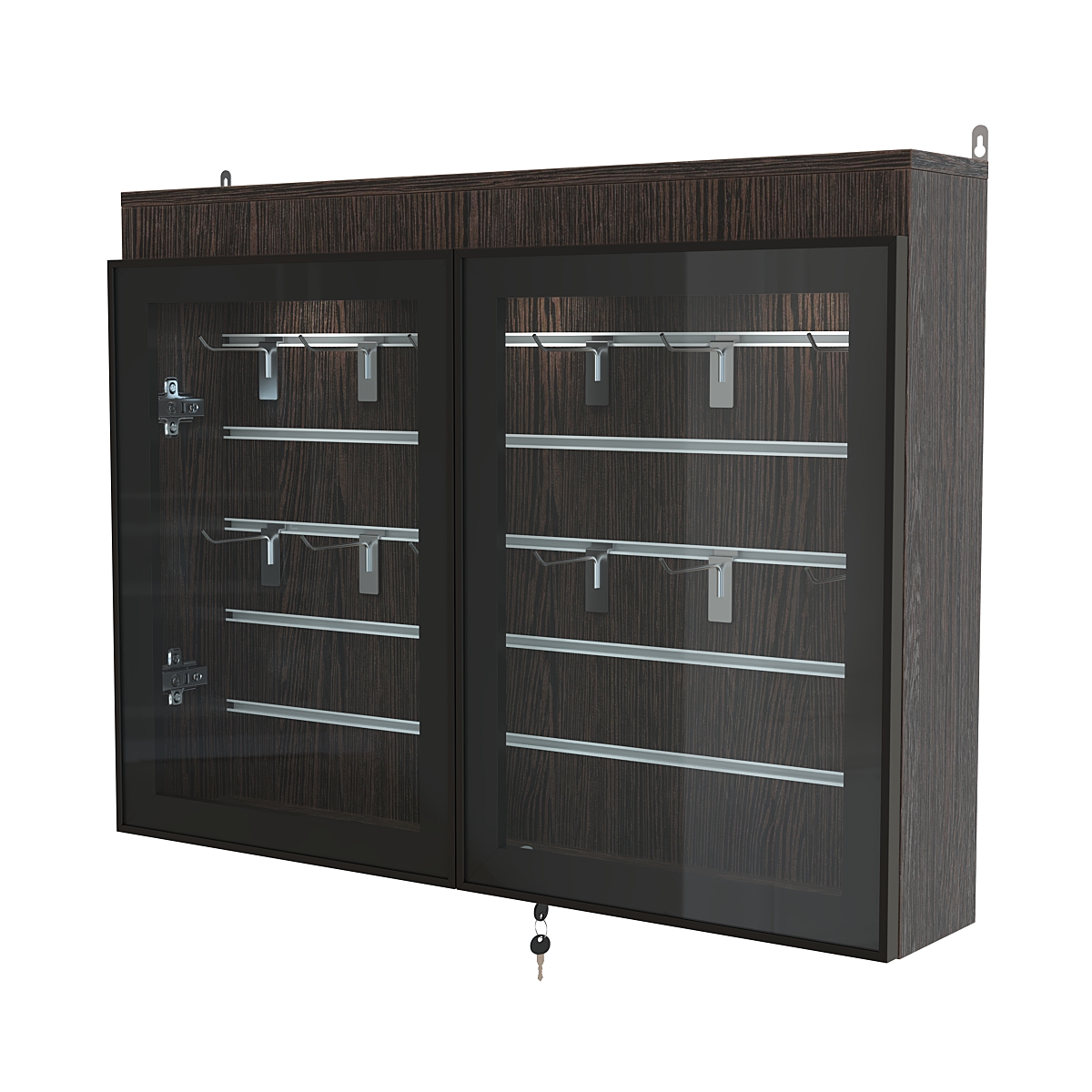 Витрина настенная №3-2Б широкая со встроенной подсветкой  серии Collecto Дуб Венге