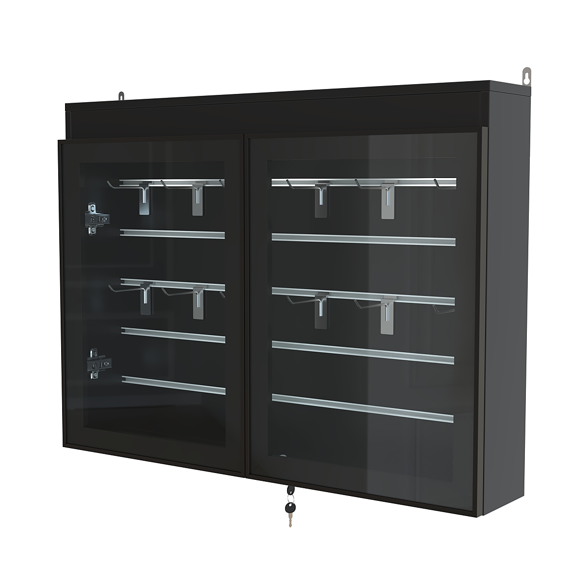 Витрина настенная №3-2Б широкая со встроенной подсветкой  серии Collecto Черный