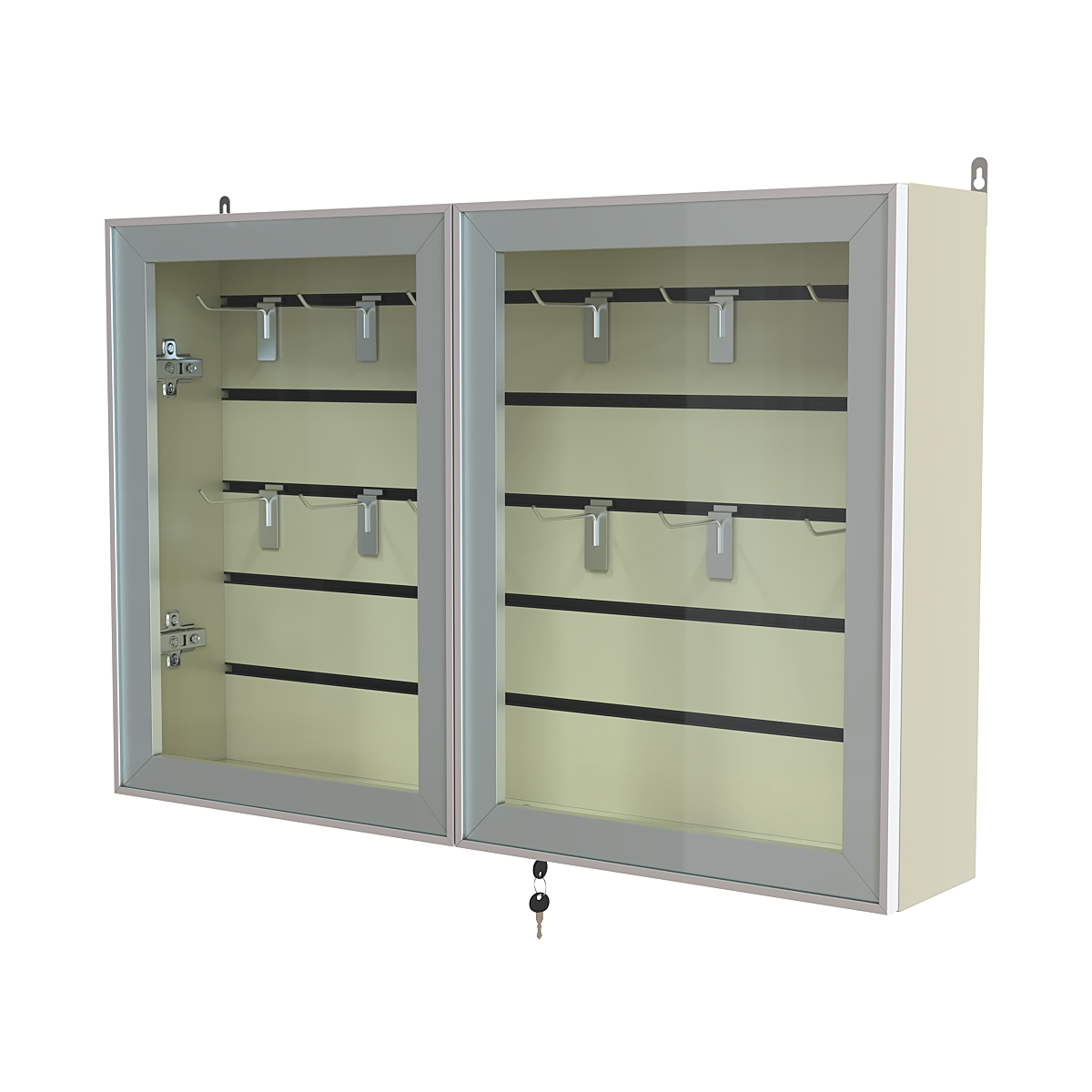 Витрина настенная №3-2Б широкая со встроенной подсветкой  серии Collecto Крем Вайс