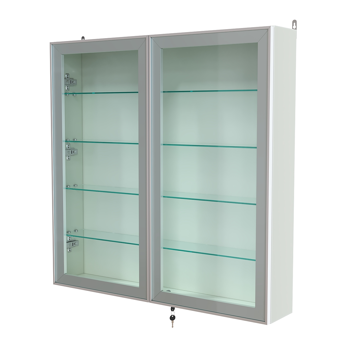 Витрина настенная №4-1А с узкими прозрачными полками серии Collecto Белый