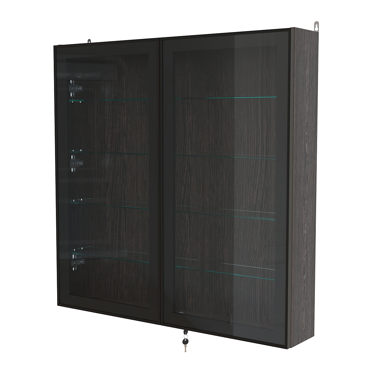 Витрина настенная №4-1А с узкими прозрачными полками серии Collecto Дуб Венге