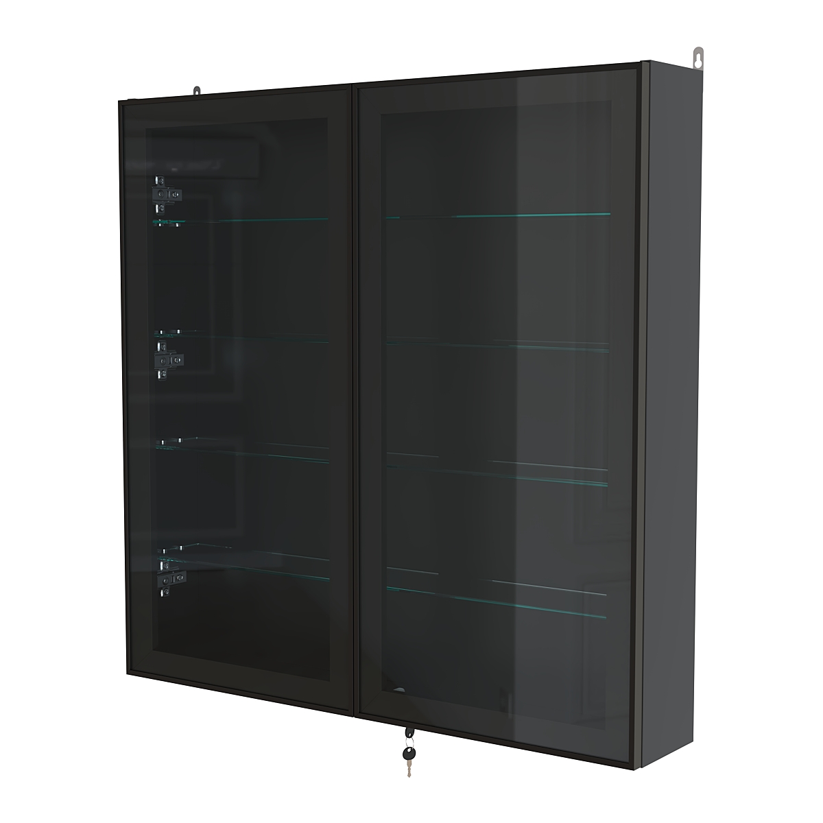 Витрина настенная №4-1А с узкими прозрачными полками серии Collecto Черный