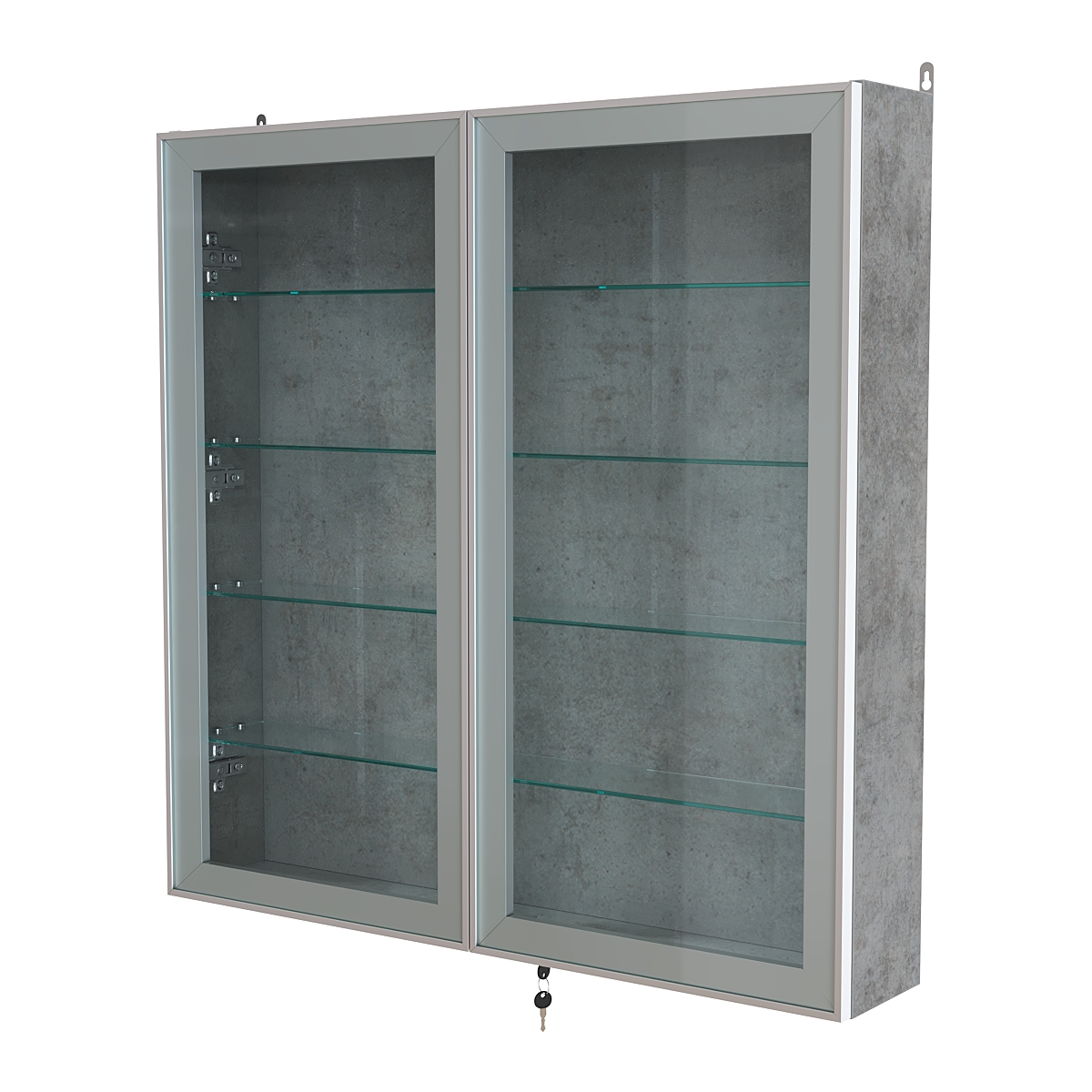 Витрина настенная №4-1А с узкими прозрачными полками серии Collecto Бетон Чикаго светло-серый F186 ST9