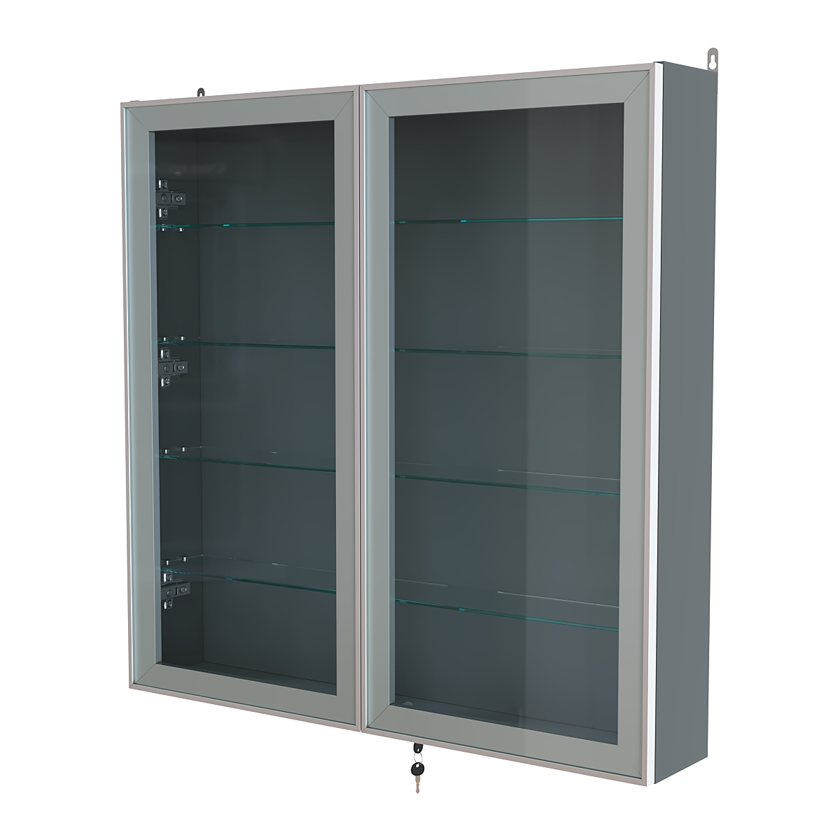 Витрина настенная №4-1А с узкими прозрачными полками серии Collecto Темно-Серый