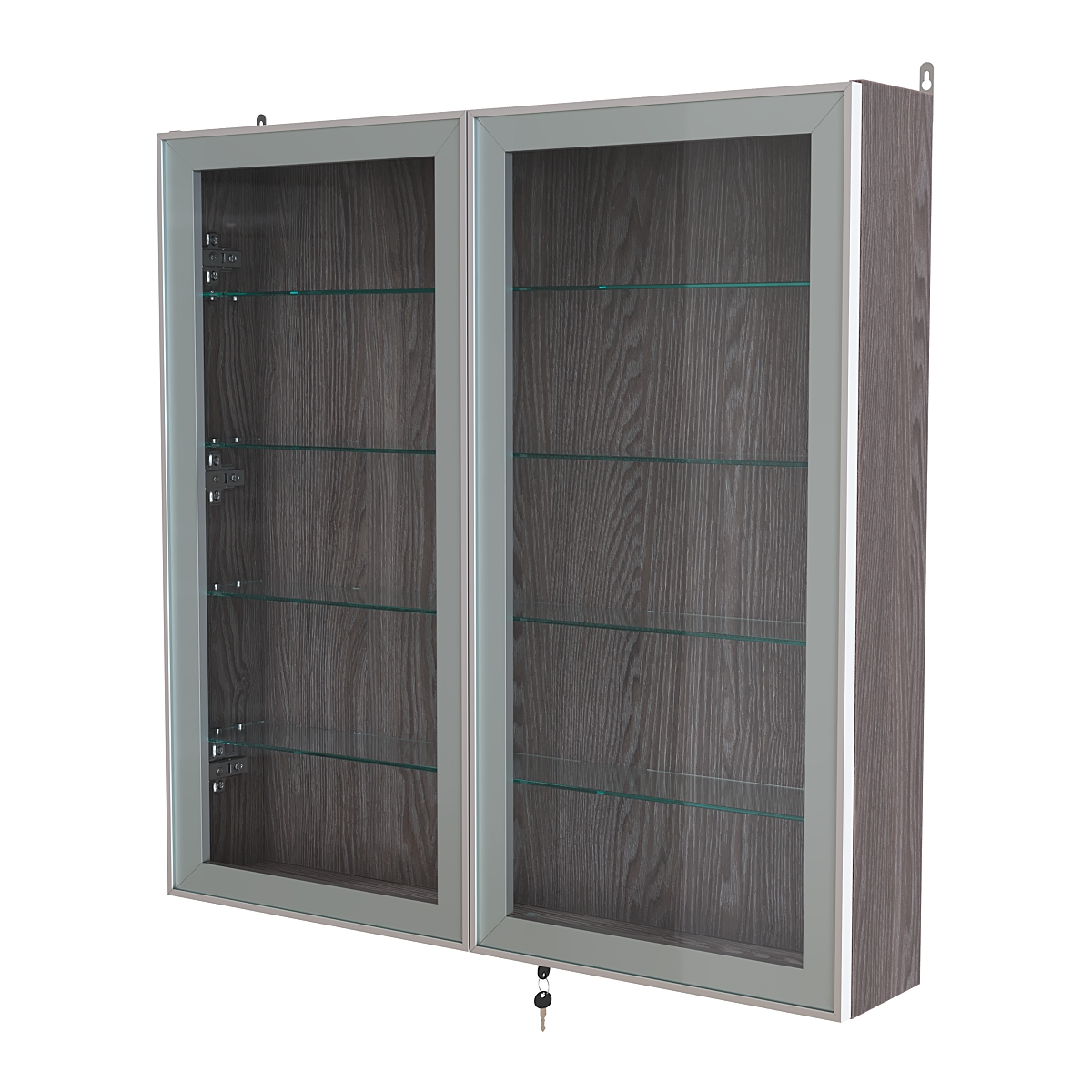 Витрина настенная №4-1А с узкими прозрачными полками серии Collecto Ясень Анкор темный