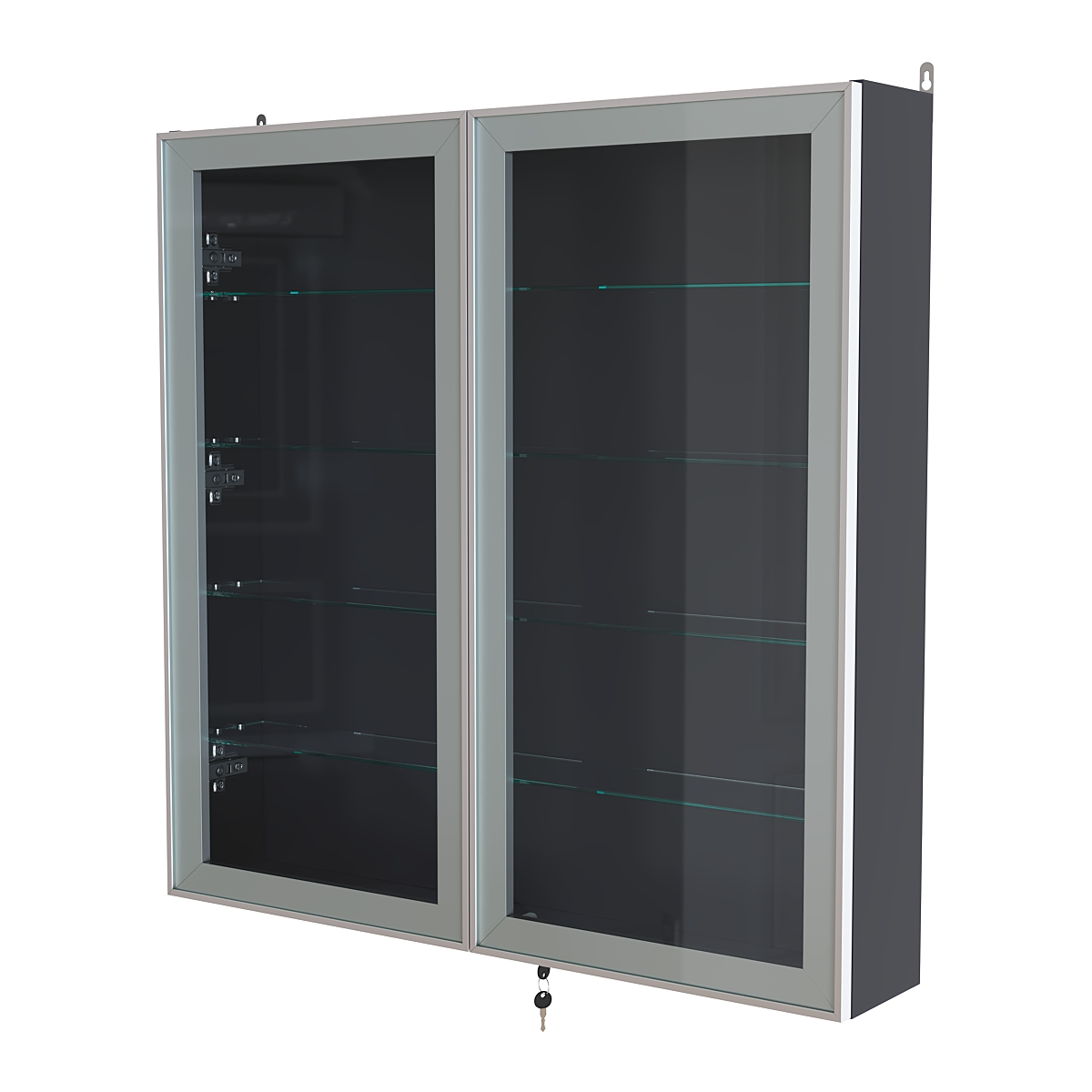 Витрина настенная №4-1А с узкими прозрачными полками серии Collecto Антрацит