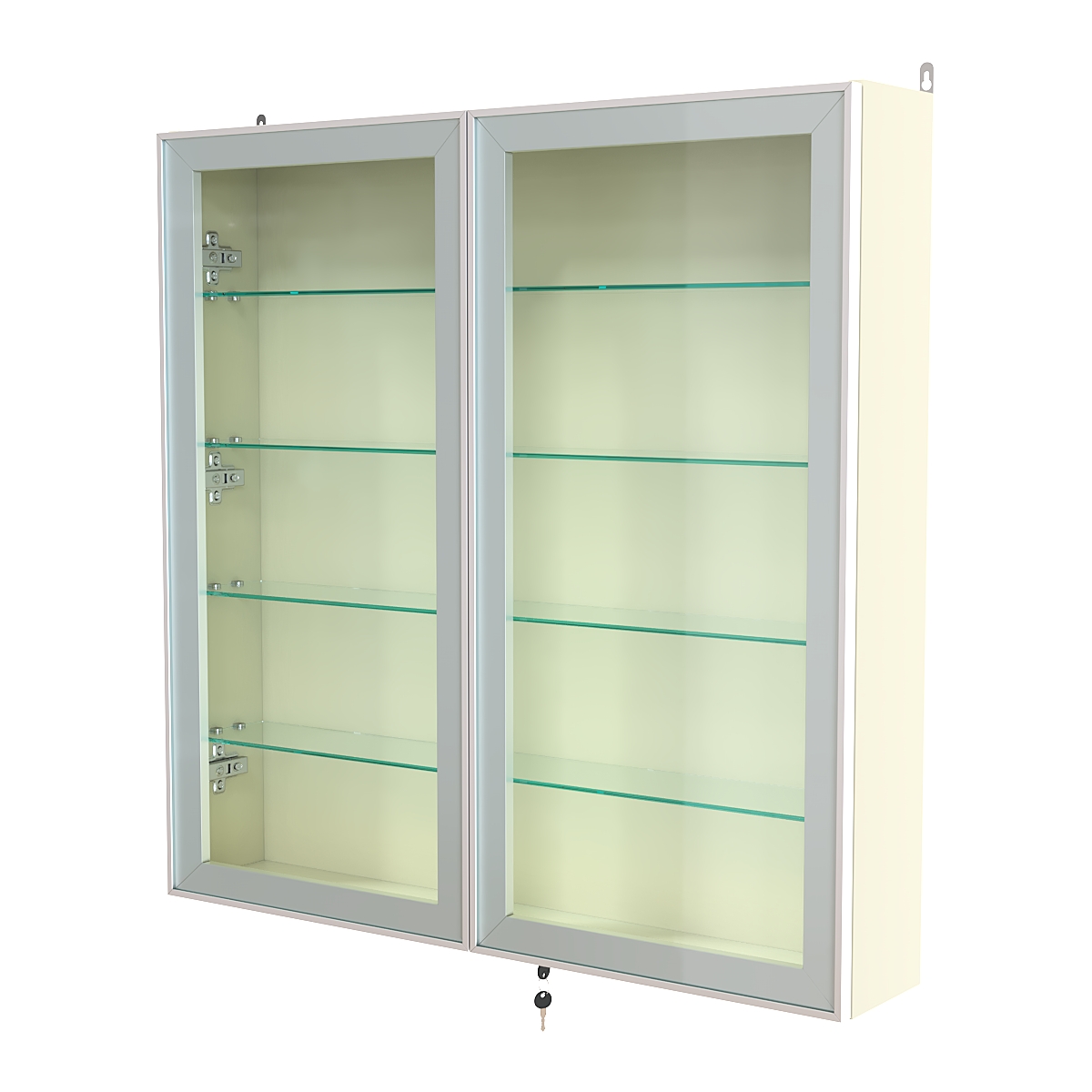 Витрина настенная №4-1А с узкими прозрачными полками серии Collecto Крем Вайс