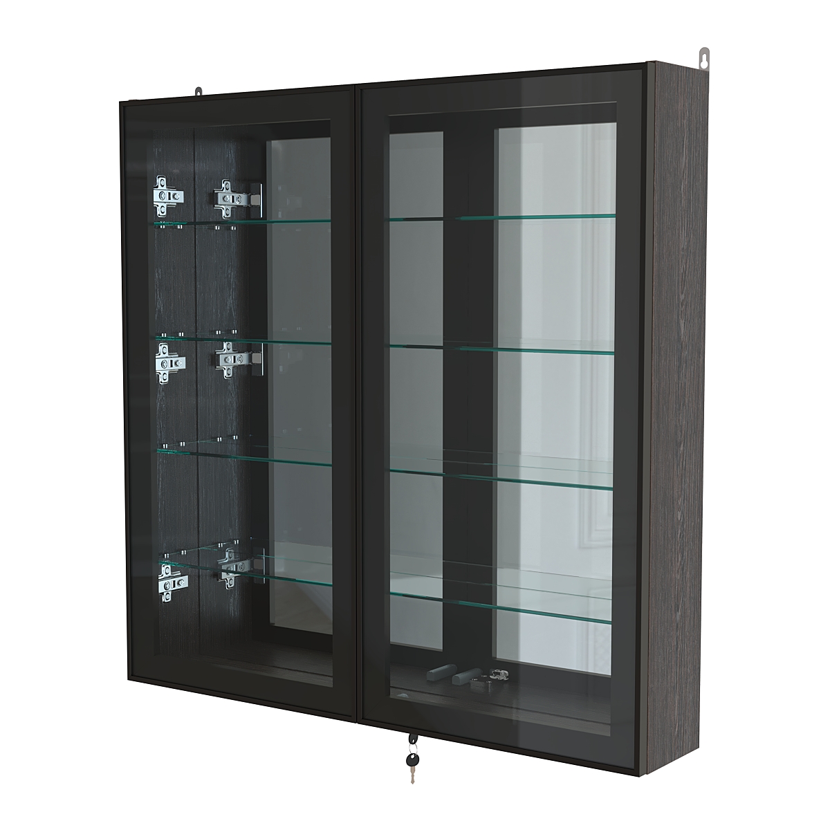 Витрина настенная №4-2А зеркальная серии Collecto Дуб Венге