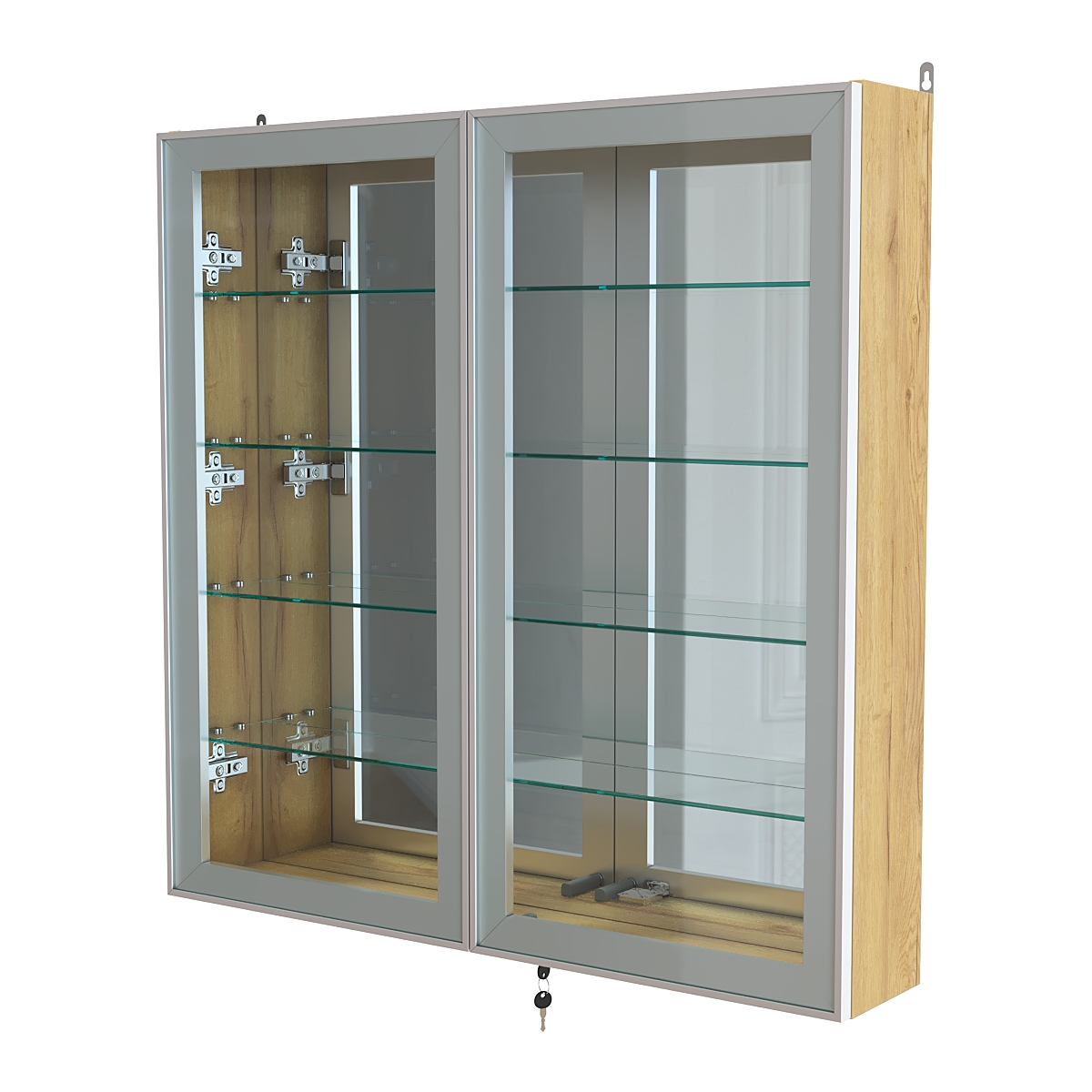 Витрина настенная №4-2А зеркальная серии Collecto Дуб Золотистый