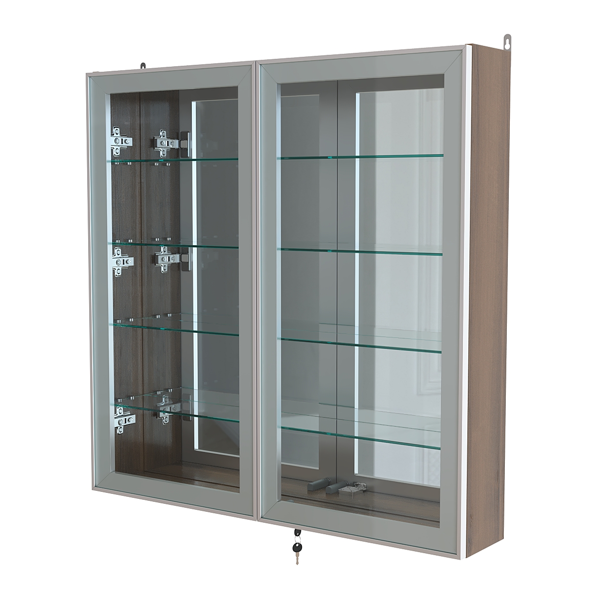 Витрина настенная №4-2А зеркальная серии Collecto Орех