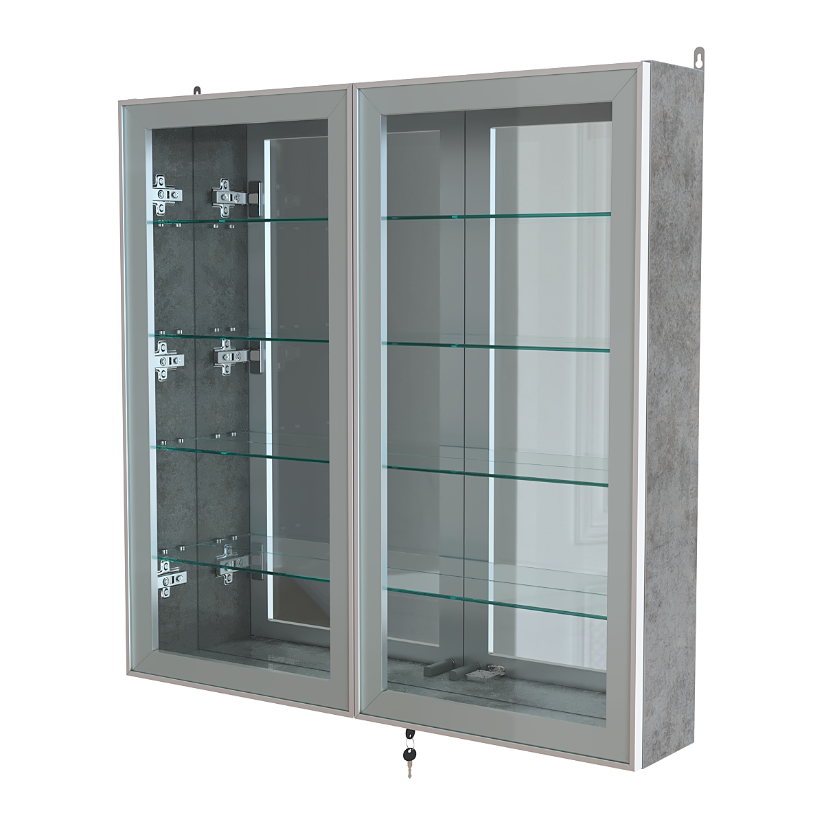 Витрина настенная №4-2А зеркальная серии Collecto Бетон Чикаго светло-серый F186 ST9