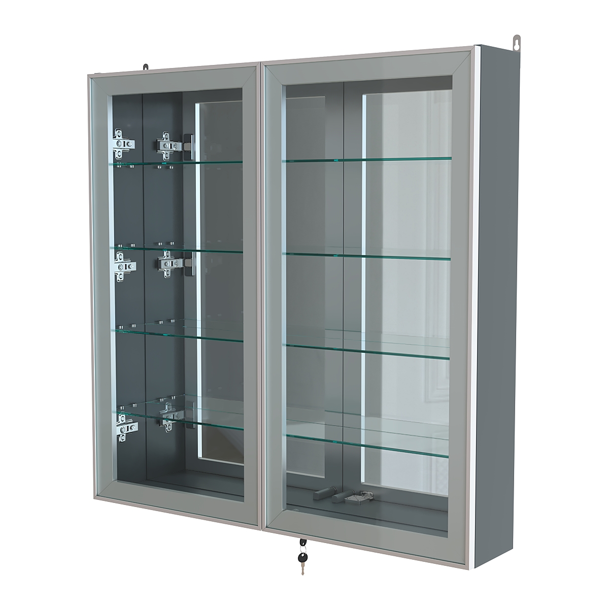 Витрина настенная №4-2А зеркальная серии Collecto Темно-Серый