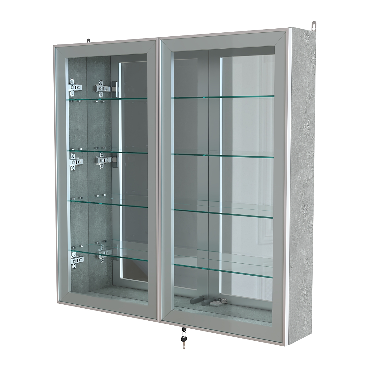 Витрина настенная №4-2А зеркальная серии Collecto Метрополитан Грей