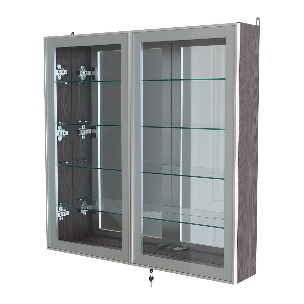 Витрина настенная №4-2А зеркальная серии Collecto Ясень Анкор темный