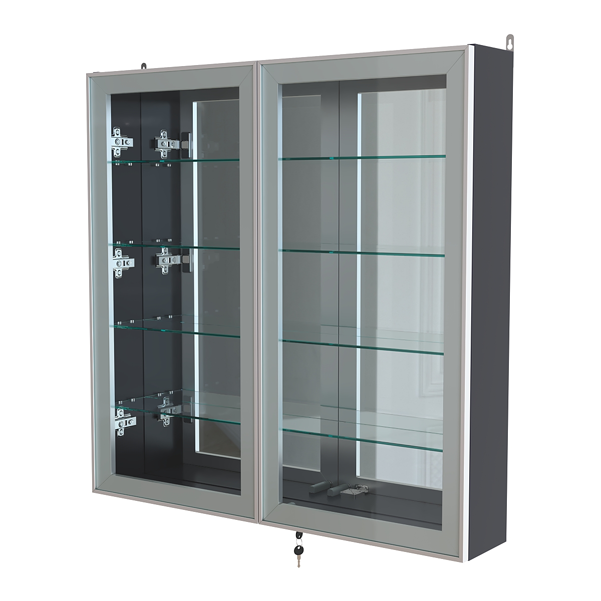 Витрина настенная №4-2А зеркальная серии Collecto Антрацит