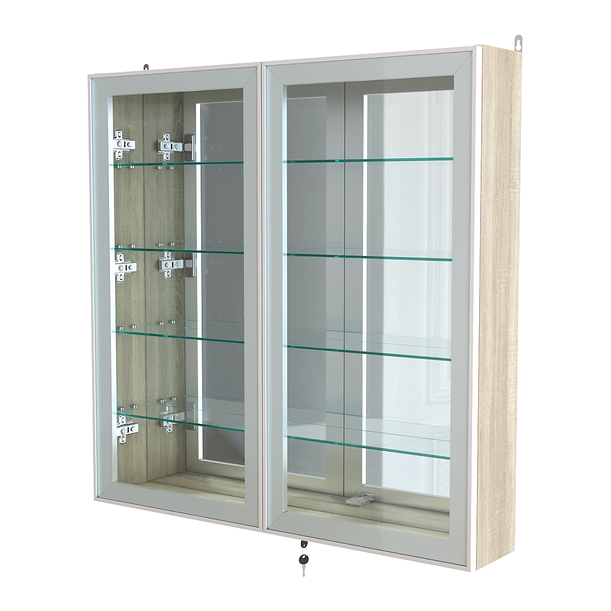 Витрина настенная №4-2А зеркальная серии Collecto Дуб Сонома