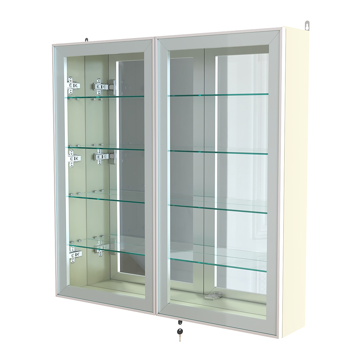 Витрина настенная №4-2А зеркальная серии Collecto Крем Вайс