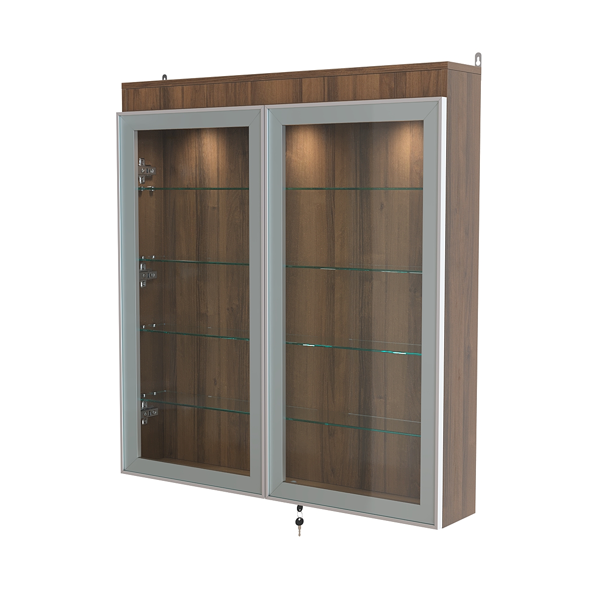 Витрина настенная №4-3А с подсветкой серии Collecto Орех