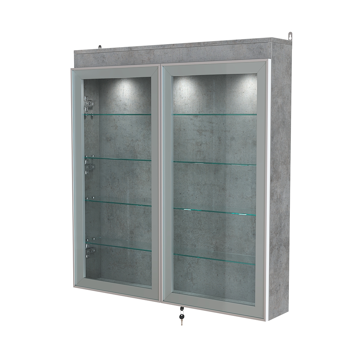 Витрина настенная №4-3А с подсветкой серии Collecto Бетон Чикаго светло-серый F186 ST9