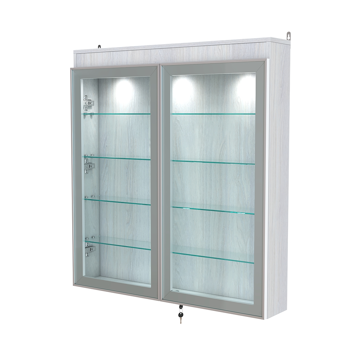 Витрина настенная №4-3А с подсветкой серии Collecto Ясень Анкор светлый