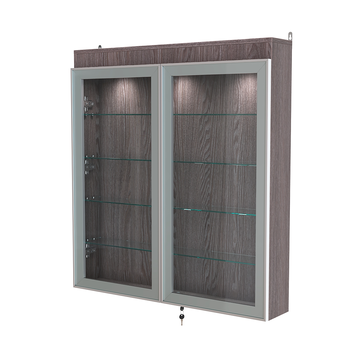 Витрина настенная №4-3А с подсветкой серии Collecto Ясень Анкор темный