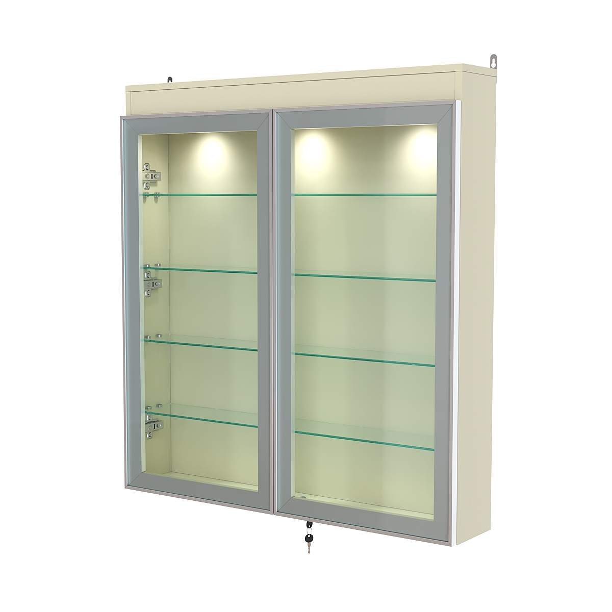 Витрина настенная №4-3А с подсветкой серии Collecto Крем Вайс