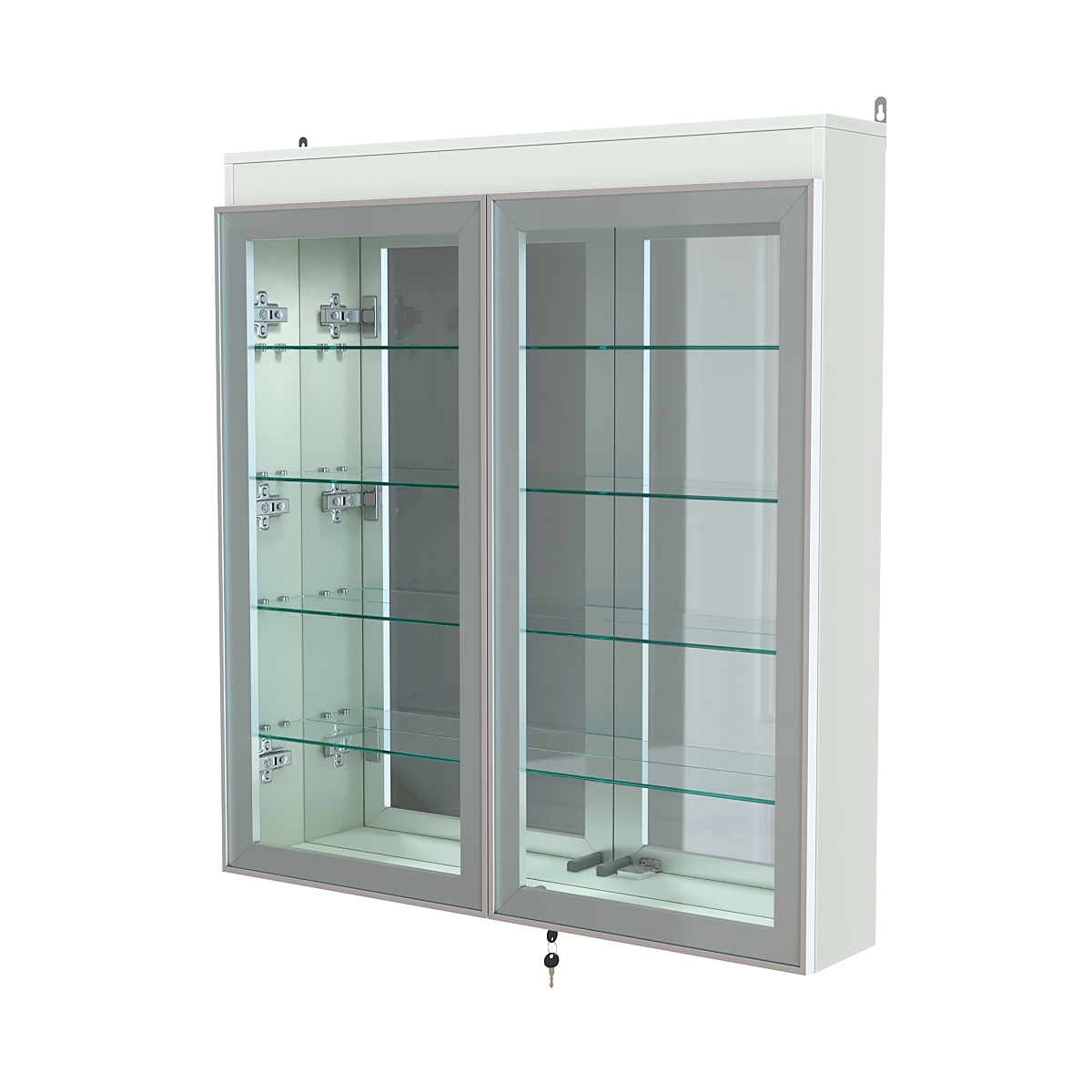 Витрина настенная №4-4А зеркальная с подсветкой серии Collecto Белый