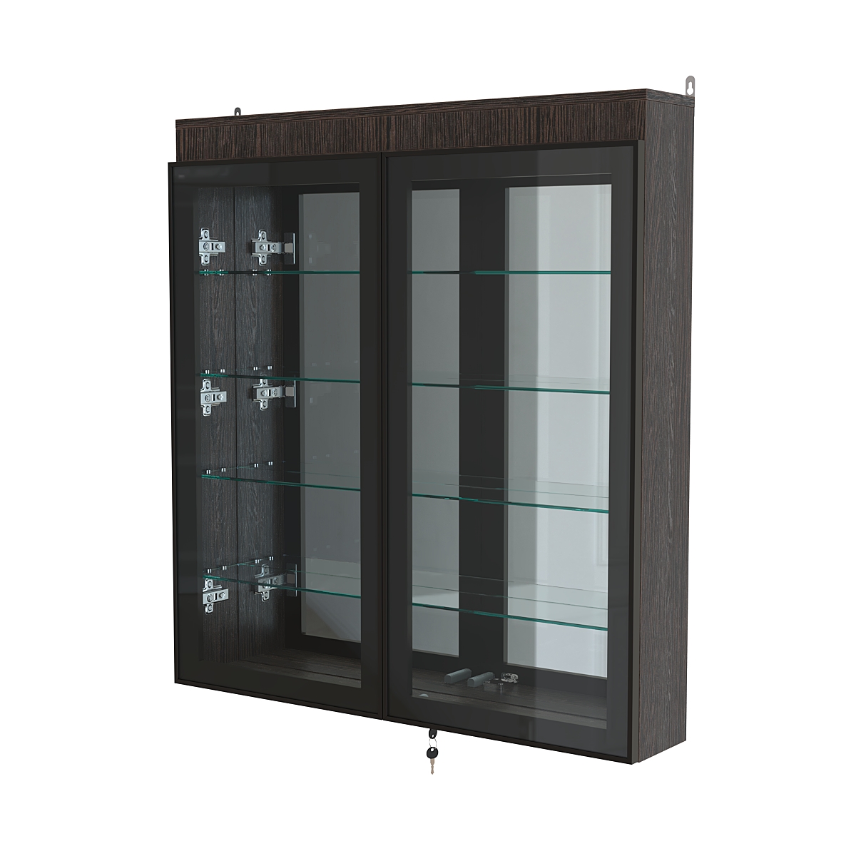 Витрина настенная №4-4А зеркальная с подсветкой серии Collecto Дуб Венге